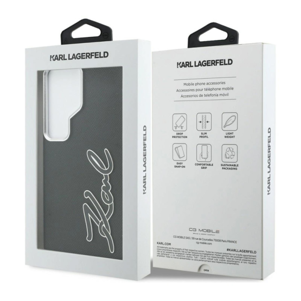 Maska za Samsung S26 Ultra/ S948B Karl Lagerfeld Grained Signature Metal Resin Logo crna - EP2879116