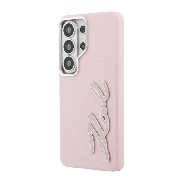 Maska za Samsung S26 Ultra/ S948B Karl Lagerfeld Grained Signature Metal Resin Logo roze - EP2879119