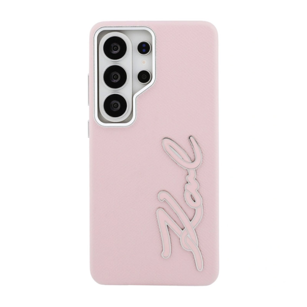 Maska za Samsung S26 Ultra/ S948B Karl Lagerfeld Grained Signature Metal Resin Logo roze - EP2879119