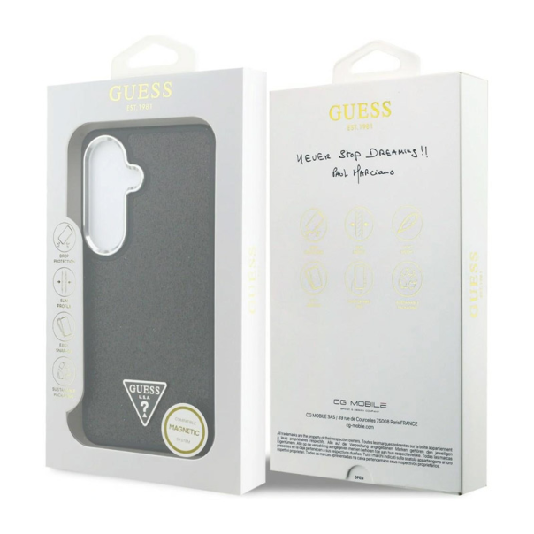 Maska za Samsung S26/ S941B Guess Fixed Glitter Triangle MagSafe crna - EP2879209
