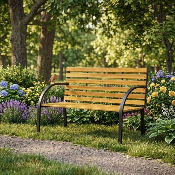MULTIGARDEN Drvena baštenska klupa sa naslonom 122×57 cm - - EP3003394