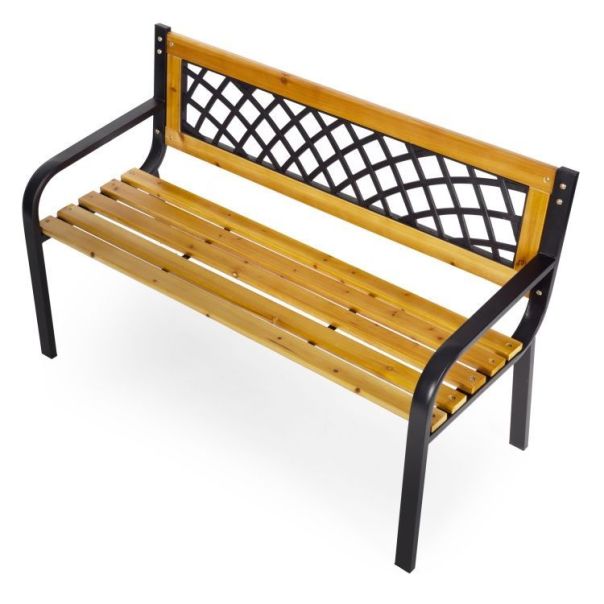 MULTIGARDEN Drvena baštenska klupa sa rešetkastim naslonom 118×52 cm - - EP3003397