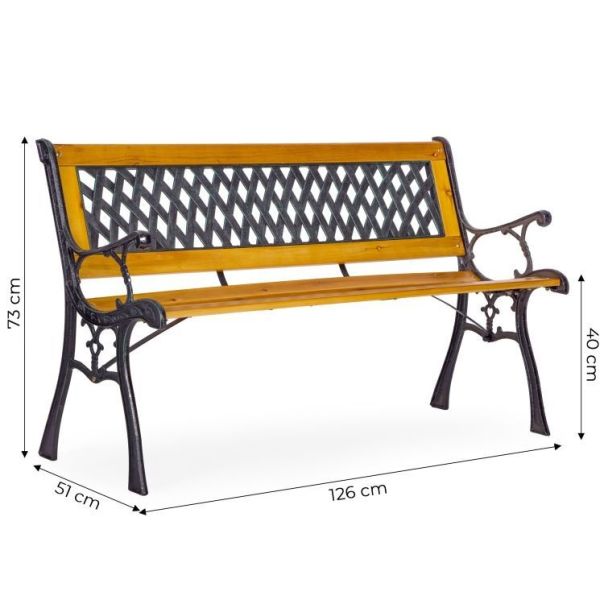 MULTIGARDEN Drvena baštenska klupa sa rešetkastim naslonom 126×51 cm - - EP3003400