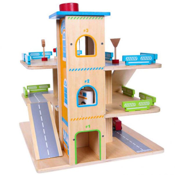ECO TOYS Drvena garaža sa stazom i liftom - 1085-1-1-1-1
