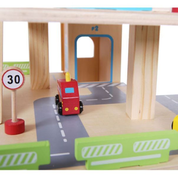 ECO TOYS Drvena garaža sa stazom i liftom - 1085-1-1-1-1