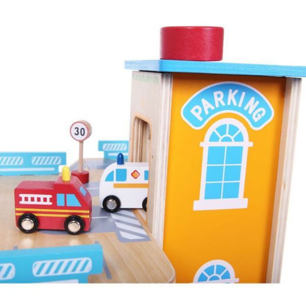 ECO TOYS Drvena garaža sa stazom i liftom - 1085-1-1-1-1