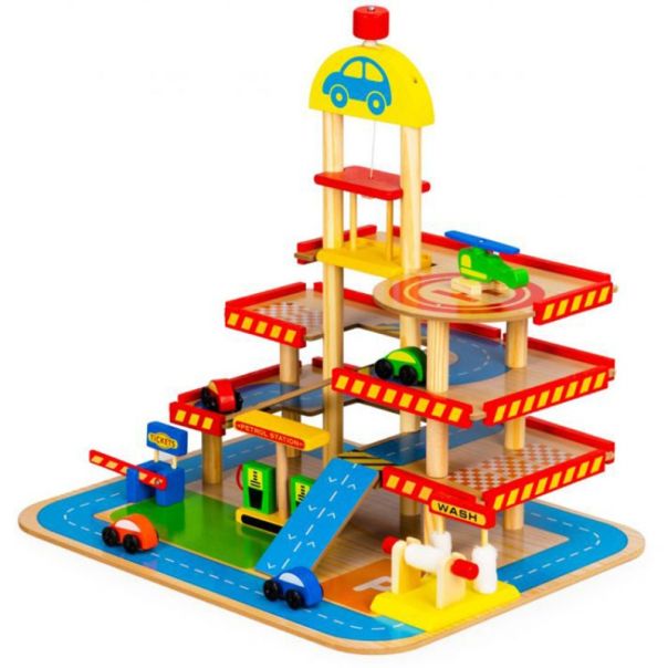 ECO TOYS Drvena garaža sa liftom i automobilima - HM013290