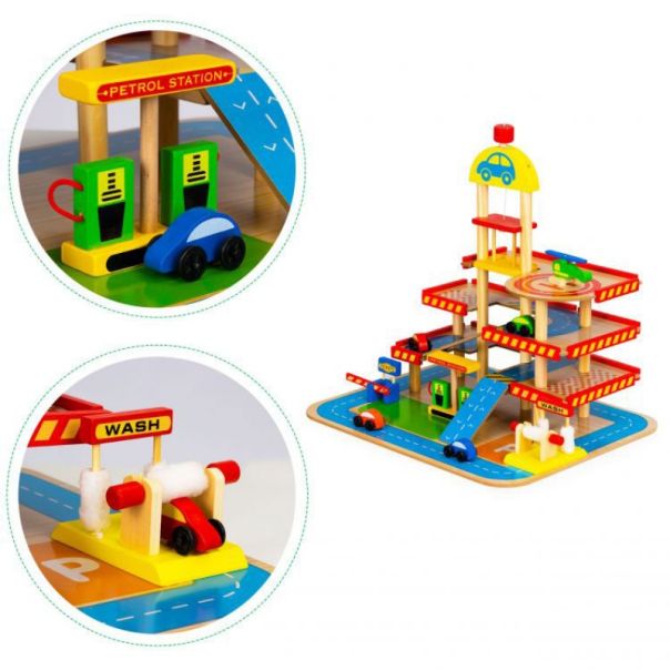 ECO TOYS Drvena garaža sa liftom i automobilima - HM013290