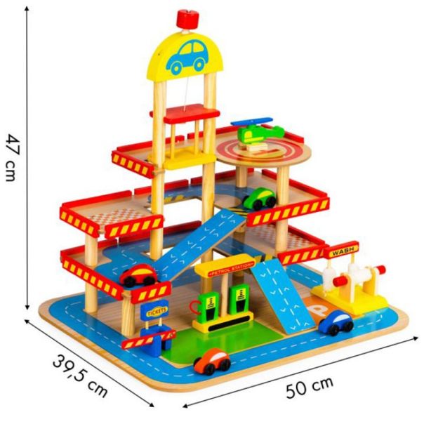 ECO TOYS Drvena garaža sa liftom i automobilima - HM013290