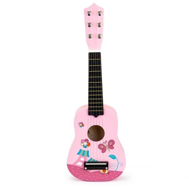 ECO TOYS Drvena gitara za decu sa metalnim žicama pink - EP2751955