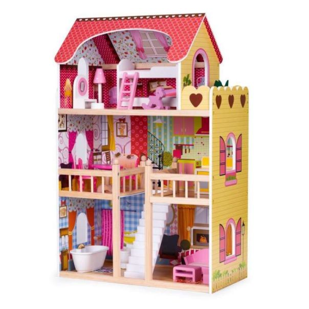 ECO TOYS Drvena kućica za lutke na 3 sprata - 8209-1-1-1-1
