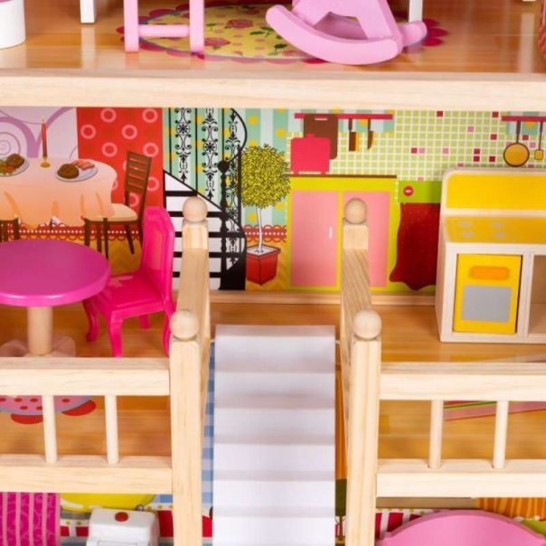 ECO TOYS Drvena kućica za lutke na 3 sprata - 8209-1-1-1-1