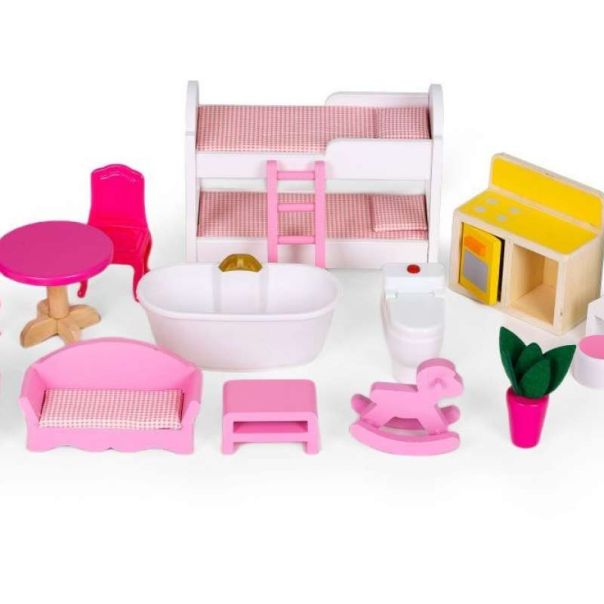 ECO TOYS Drvena kućica za lutke na 3 sprata - 8209-1-1-1-1