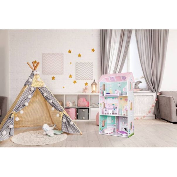 ECO TOYS Drvena kućica za lutke Blueberry Residence - 4121-1-1