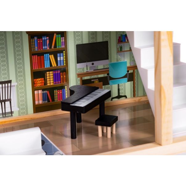 ECO TOYS Drvena kućica za lutke na 3 sprata i nameštajem - W06A413E