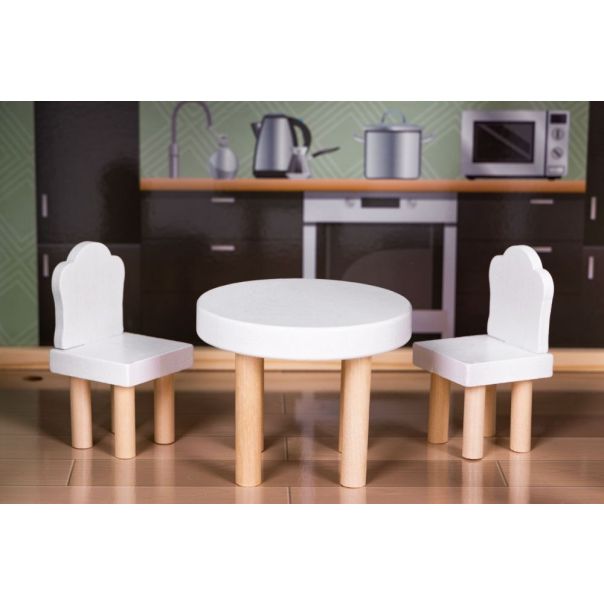 ECO TOYS Drvena kućica za lutke na 3 sprata i nameštajem - W06A413E