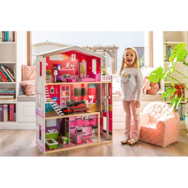 ECO TOYS Drvena kućica za lutke sa liftom Malibu Residence - 4118-1-1-1