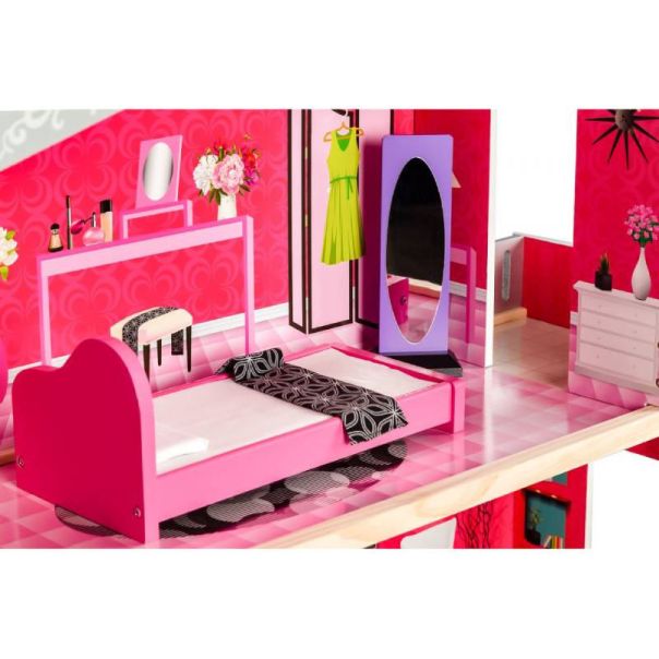 ECO TOYS Drvena kućica za lutke sa liftom Malibu Residence - 4118-1-1-1