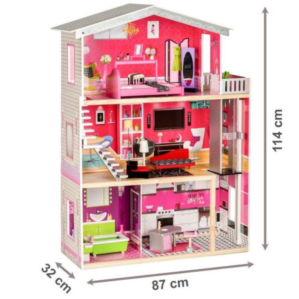 ECO TOYS Drvena kućica za lutke sa liftom Malibu Residence - 4118-1-1-1