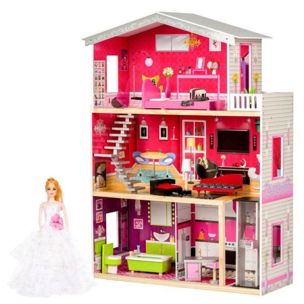 ECO TOYS Drvena kućica za lutke sa liftom Malibu Residence - 4118-1-1-1
