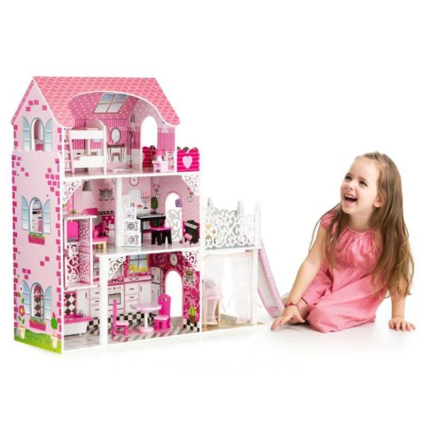 ECO TOYS Drvena kućica za lutke sa liftom XXL - TL49059