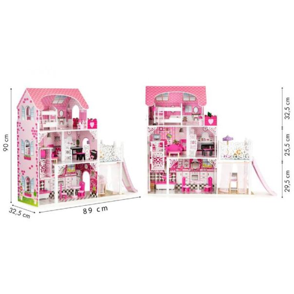 ECO TOYS Drvena kućica za lutke sa liftom XXL - TL49059