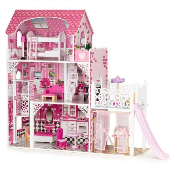 ECO TOYS Drvena kućica za lutke sa liftom XXL - TL49059
