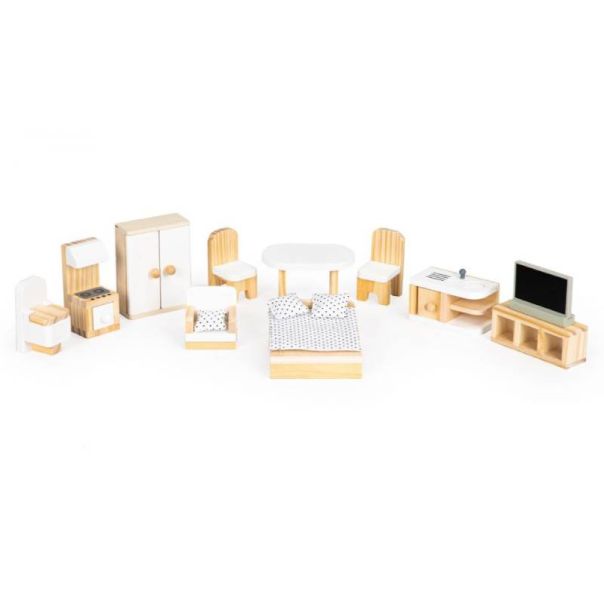ECO TOYS Drvena kućica za lutke sa nameštajem Emma Residence - 8301