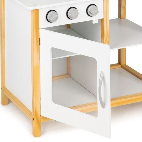 ECO TOYS Drvena kuhinja za decu sa dodacima, bela/braon - TK040A-WHITE