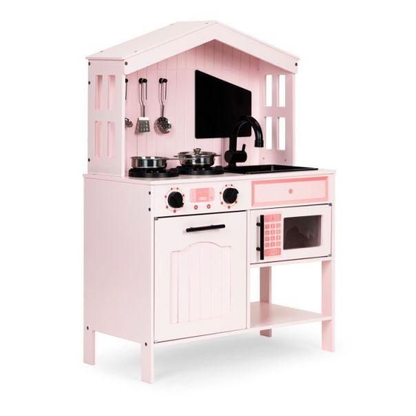 ECO TOYS Drvena kuhinja sa rernom i dodacima, roze - PLK563P