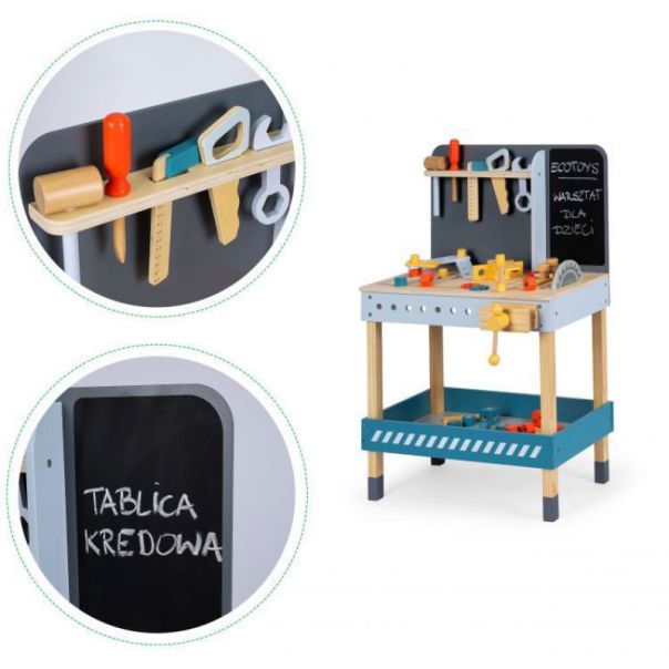 ECO TOYS Drvena igračka radionica sa alatom 47 delova - ESC-W-033