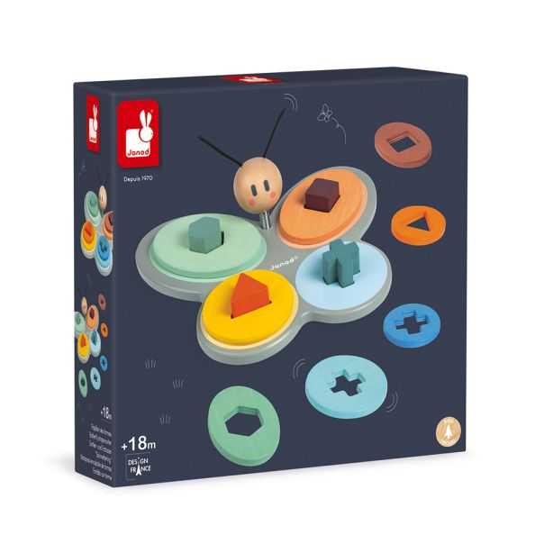 JANOD Edukativna slagalica za umetanje geometrijskih oblika Leptir Sweet Cocoon - J04418