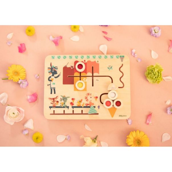 LILLIPUTIENS Drvena prenosiva tabla sa aktivnostima Sladoled - 83378