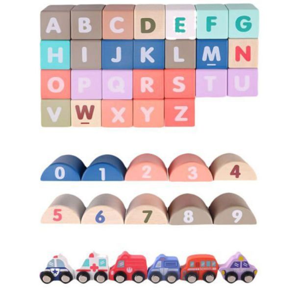 ECO TOYS Drvene edukativne kocke sa podlogom City, 115 delova - HM015220