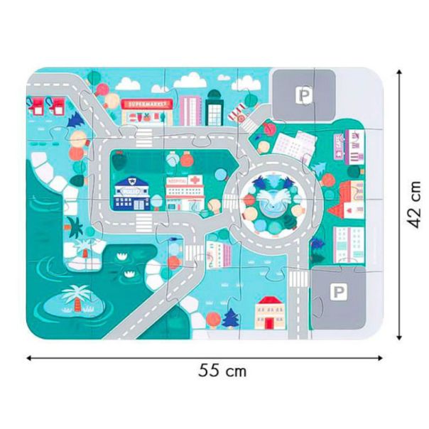 ECO TOYS Drvene edukativne kocke sa podlogom City, 115 delova - HM015220