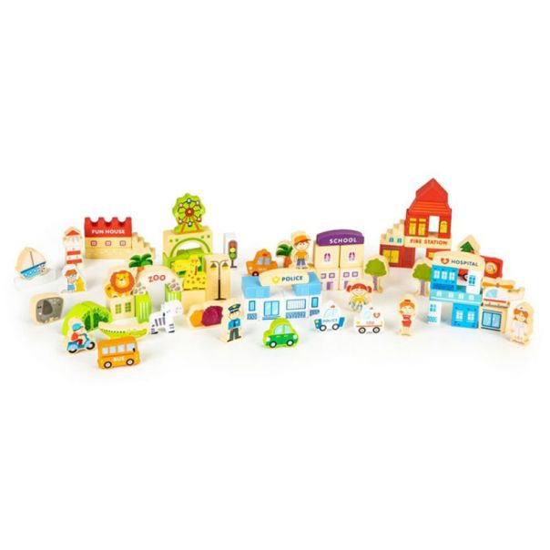 ECO TOYS Drvene edukativne kocke City zoo, 120 delova - HM015501