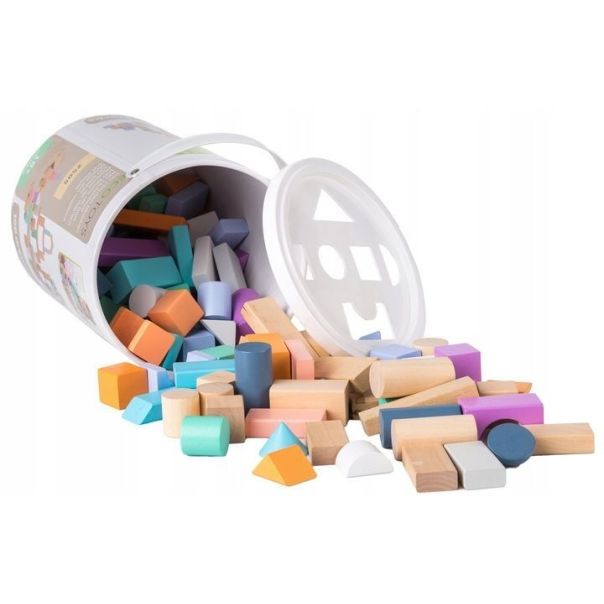 ECO TOYS Drvene kocke sa kanticom i sorterom oblika, 100 delova - 2505