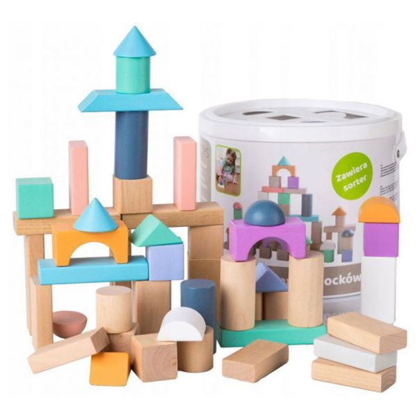 ECO TOYS Drvene kocke u kutiji, 50 komada - 2506-1-1