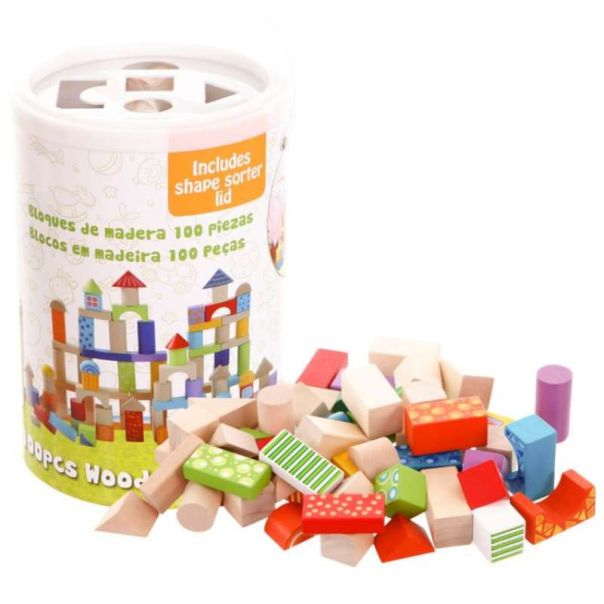 ECO TOYS Drvene kocke Napravi zamak,  100 delova - 2007-1-1