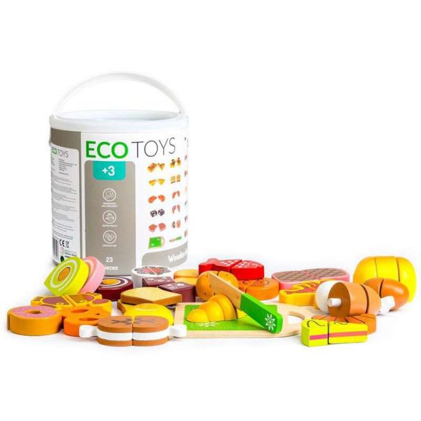 ECO TOYS Igračka drvene namirnice za seckanje 23 dela - TL87115