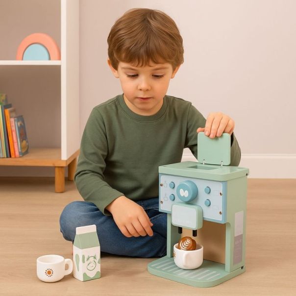 ECO TOYS Drveni aparat za kafu za decu – barista set, 8 delova – ecotoys - EP2749322