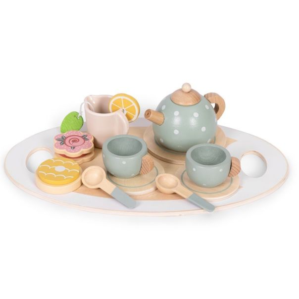 ECO TOYS Drveni set za čaj – čajnik, šoljice, 14 delova – ecotoys - EP2749319