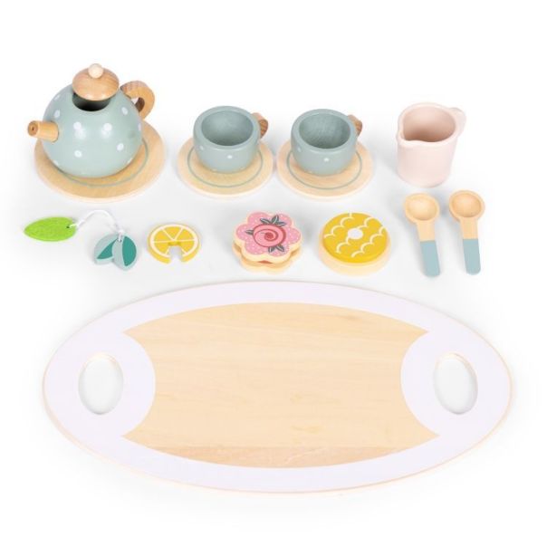 ECO TOYS Drveni set za čaj – čajnik, šoljice, 14 delova – ecotoys - EP2749319
