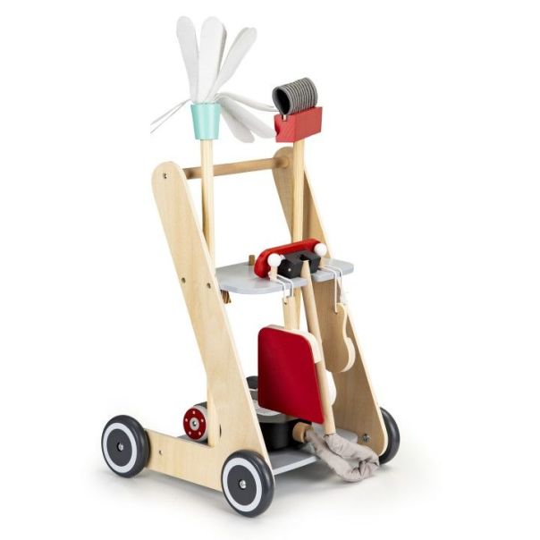 ECO TOYS Drveni set za čišćenje sa kolicima i usisivačem XXL - 4404-1-1