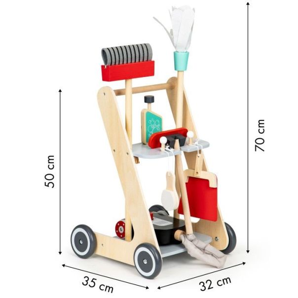 ECO TOYS Drveni set za čišćenje sa kolicima i usisivačem XXL - 4404-1-1