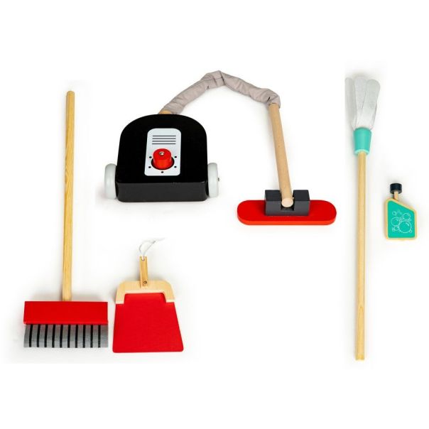 ECO TOYS Drveni set za čišćenje sa kolicima i usisivačem XXL - 4404-1-1
