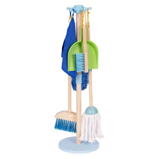 ECO TOYS Drveni set za čišćenje za decu – metla, mop i đubrovnik, 7 delova – ecotoys - EP2749325