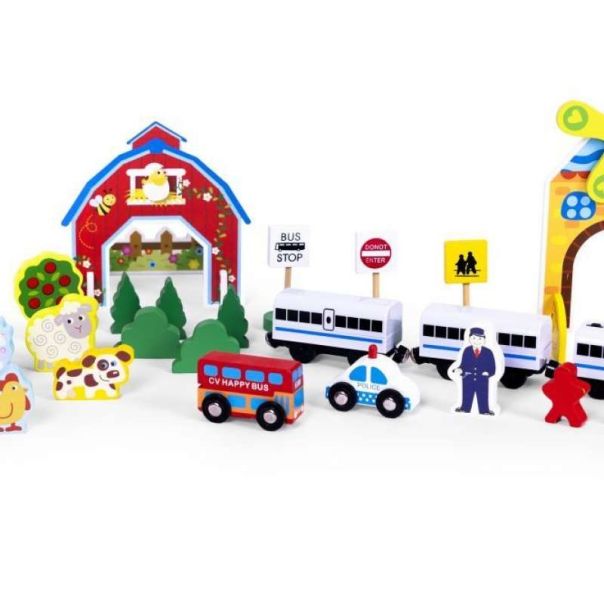 ECO TOYS Drveni set voz na baterije - HM180995