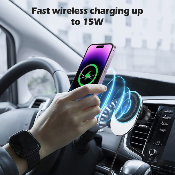 Auto držač za telefon sa bezicnim punjenjem MAGSAFE W1 crni - 601218