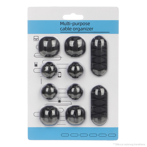 Držač kablova JWD set 10u1 crni - 219701-1